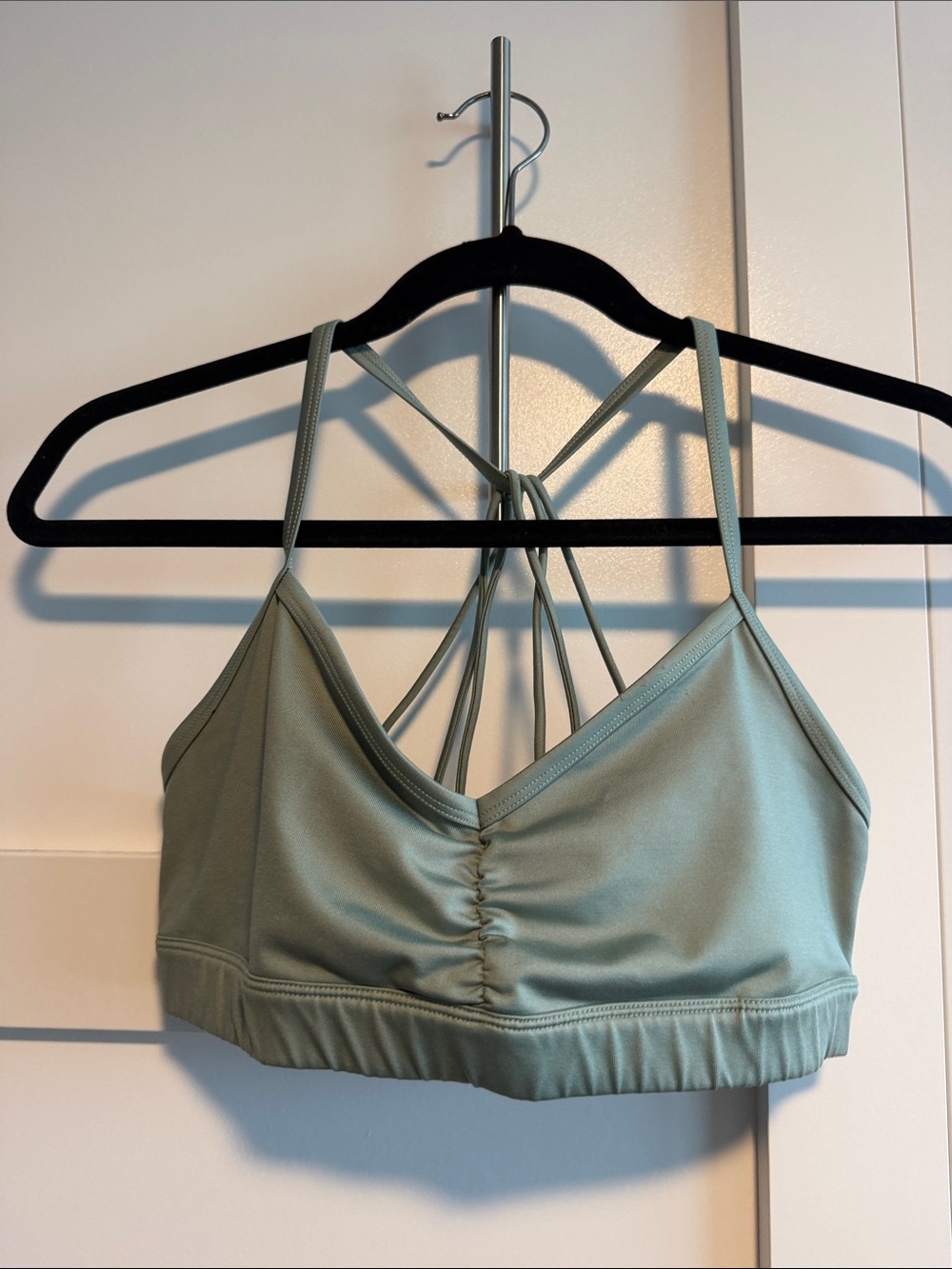 ALO Yoga Light Sage Ruched Strappy Bralette
